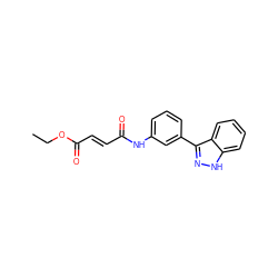 CCOC(=O)/C=C/C(=O)Nc1cccc(-c2n[nH]c3ccccc23)c1 ZINC001772588680