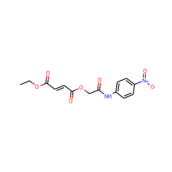 CCOC(=O)/C=C/C(=O)OCC(=O)Nc1ccc([N+](=O)[O-])cc1 ZINC000005784233