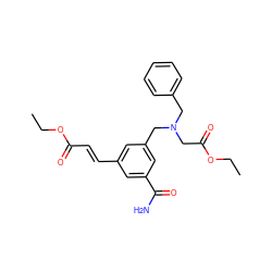 CCOC(=O)/C=C/c1cc(CN(CC(=O)OCC)Cc2ccccc2)cc(C(N)=O)c1 ZINC000029412927