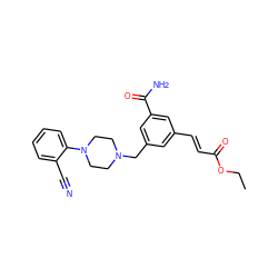 CCOC(=O)/C=C/c1cc(CN2CCN(c3ccccc3C#N)CC2)cc(C(N)=O)c1 ZINC000029407558