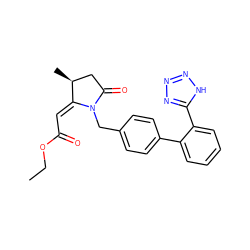 CCOC(=O)/C=C1/[C@@H](C)CC(=O)N1Cc1ccc(-c2ccccc2-c2nnn[nH]2)cc1 ZINC000027206893