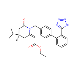 CCOC(=O)/C=C1\C[C@@](C)(C(C)C)CC(=O)N1Cc1ccc(-c2ccccc2-c2nnn[nH]2)cc1 ZINC000029466107