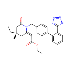 CCOC(=O)/C=C1\C[C@](C)(CC)CC(=O)N1Cc1ccc(-c2ccccc2-c2nnn[nH]2)cc1 ZINC000003786319