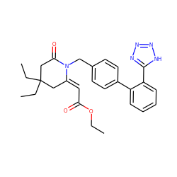 CCOC(=O)/C=C1\CC(CC)(CC)CC(=O)N1Cc1ccc(-c2ccccc2-c2nnn[nH]2)cc1 ZINC000029464206