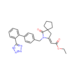 CCOC(=O)/C=C1\CC2(CCCC2)C(=O)N1Cc1ccc(-c2ccccc2-c2nnn[nH]2)cc1 ZINC000028003769