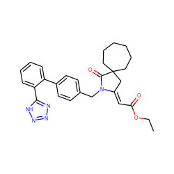 CCOC(=O)/C=C1\CC2(CCCCCC2)C(=O)N1Cc1ccc(-c2ccccc2-c2nnn[nH]2)cc1 ZINC000028000197