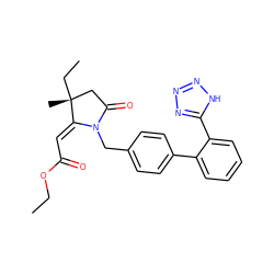 CCOC(=O)/C=C1\N(Cc2ccc(-c3ccccc3-c3nnn[nH]3)cc2)C(=O)C[C@@]1(C)CC ZINC000036222639