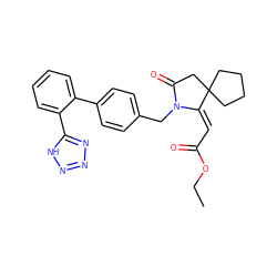 CCOC(=O)/C=C1\N(Cc2ccc(-c3ccccc3-c3nnn[nH]3)cc2)C(=O)CC12CCCC2 ZINC000036222643