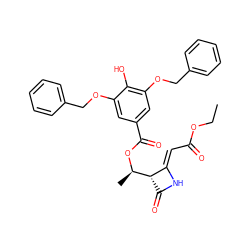 CCOC(=O)/C=C1\NC(=O)[C@@H]1[C@@H](C)OC(=O)c1cc(OCc2ccccc2)c(O)c(OCc2ccccc2)c1 ZINC000043523932