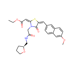 CCOC(=O)/C=c1/s/c(=C/c2ccc3cc(OC)ccc3c2)c(=O)n1CC(=O)NC[C@@H]1CCCO1 ZINC000066113128