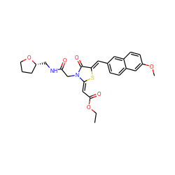 CCOC(=O)/C=c1\s/c(=C\c2ccc3cc(OC)ccc3c2)c(=O)n1CC(=O)NC[C@@H]1CCCO1 ZINC000008829646