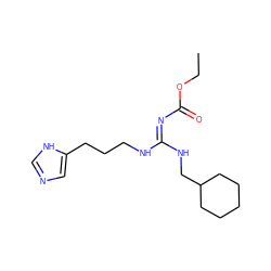 CCOC(=O)/N=C(/NCCCc1cnc[nH]1)NCC1CCCCC1 ZINC000026741865