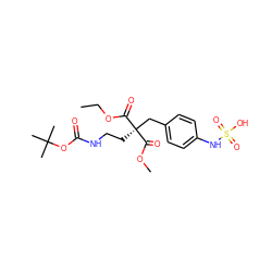 CCOC(=O)[C@@](CCNC(=O)OC(C)(C)C)(Cc1ccc(NS(=O)(=O)O)cc1)C(=O)OC ZINC000036179156