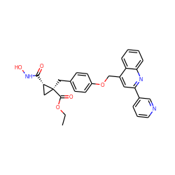 CCOC(=O)[C@@]1(Cc2ccc(OCc3cc(-c4cccnc4)nc4ccccc34)cc2)C[C@@H]1C(=O)NO ZINC000040974529