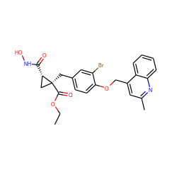 CCOC(=O)[C@@]1(Cc2ccc(OCc3cc(C)nc4ccccc34)c(Br)c2)C[C@@H]1C(=O)NO ZINC000040972393