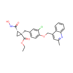 CCOC(=O)[C@@]1(Cc2ccc(OCc3cc(C)nc4ccccc34)c(Cl)c2)C[C@@H]1C(=O)NO ZINC000040973767