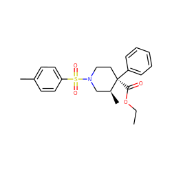 CCOC(=O)[C@@]1(c2ccccc2)CCN(S(=O)(=O)c2ccc(C)cc2)C[C@@H]1C ZINC000013728351