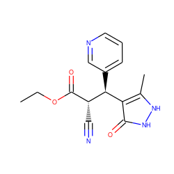 CCOC(=O)[C@@H](C#N)[C@@H](c1cccnc1)c1c(C)[nH][nH]c1=O ZINC000000547224