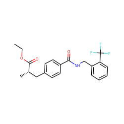 CCOC(=O)[C@@H](C)Cc1ccc(C(=O)NCc2ccccc2C(F)(F)F)cc1 ZINC000653803292