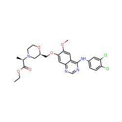 CCOC(=O)[C@@H](C)N1CCO[C@@H](COc2cc3ncnc(Nc4ccc(Cl)c(Cl)c4)c3cc2OC)C1 ZINC000114821601