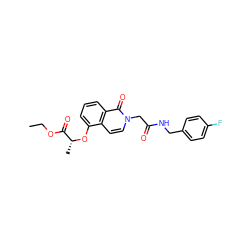 CCOC(=O)[C@@H](C)Oc1cccc2c(=O)n(CC(=O)NCc3ccc(F)cc3)ccc12 ZINC000002712351