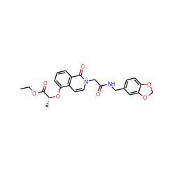 CCOC(=O)[C@@H](C)Oc1cccc2c(=O)n(CC(=O)NCc3ccc4c(c3)OCO4)ccc12 ZINC000002712353