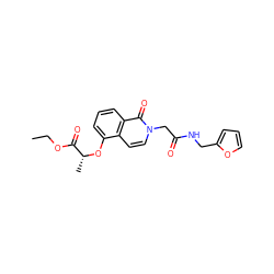 CCOC(=O)[C@@H](C)Oc1cccc2c(=O)n(CC(=O)NCc3ccco3)ccc12 ZINC000002712355