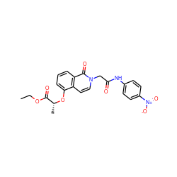 CCOC(=O)[C@@H](C)Oc1cccc2c(=O)n(CC(=O)Nc3ccc([N+](=O)[O-])cc3)ccc12 ZINC000012080554