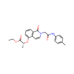 CCOC(=O)[C@@H](C)Oc1cccc2c(=O)n(CC(=O)Nc3ccc(C)cc3)ccc12 ZINC000002712270