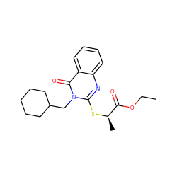 CCOC(=O)[C@@H](C)Sc1nc2ccccc2c(=O)n1CC1CCCCC1 ZINC000002861434