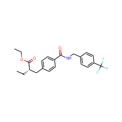 CCOC(=O)[C@@H](CC)Cc1ccc(C(=O)NCc2ccc(C(F)(F)F)cc2)cc1 ZINC000653801363