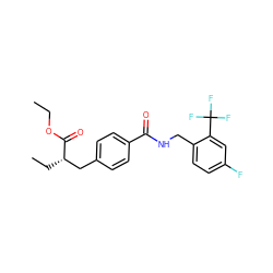 CCOC(=O)[C@@H](CC)Cc1ccc(C(=O)NCc2ccc(F)cc2C(F)(F)F)cc1 ZINC000653805761