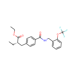 CCOC(=O)[C@@H](CC)Cc1ccc(C(=O)NCc2ccccc2OC(F)(F)F)cc1 ZINC000653793309