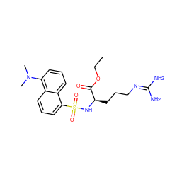 CCOC(=O)[C@@H](CCCN=C(N)N)NS(=O)(=O)c1cccc2c(N(C)C)cccc12 ZINC000027897980