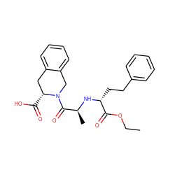 CCOC(=O)[C@@H](CCc1ccccc1)N[C@@H](C)C(=O)N1Cc2ccccc2C[C@H]1C(=O)O ZINC000009211133