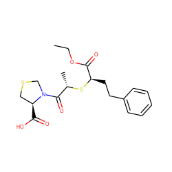 CCOC(=O)[C@@H](CCc1ccccc1)S[C@@H](C)C(=O)N1CSC[C@@H]1C(=O)O ZINC000028757335