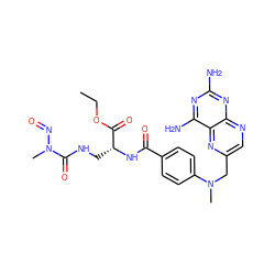 CCOC(=O)[C@@H](CNC(=O)N(C)N=O)NC(=O)c1ccc(N(C)Cc2cnc3nc(N)nc(N)c3n2)cc1 ZINC000025979572