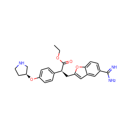 CCOC(=O)[C@@H](Cc1cc2cc(C(=N)N)ccc2o1)c1ccc(O[C@H]2CCNC2)cc1 ZINC000013735886