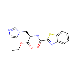 CCOC(=O)[C@@H](Cn1ccnc1)NC(=O)c1nc2ccccc2s1 ZINC000473082361