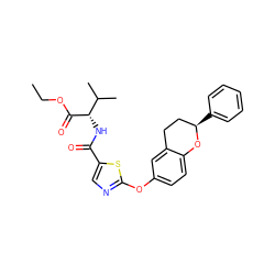 CCOC(=O)[C@@H](NC(=O)c1cnc(Oc2ccc3c(c2)CC[C@@H](c2ccccc2)O3)s1)C(C)C ZINC000145536527