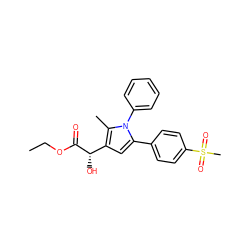 CCOC(=O)[C@@H](O)c1cc(-c2ccc(S(C)(=O)=O)cc2)n(-c2ccccc2)c1C ZINC000040954903