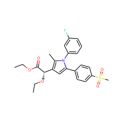 CCOC(=O)[C@@H](OCC)c1cc(-c2ccc(S(C)(=O)=O)cc2)n(-c2cccc(F)c2)c1C ZINC000040954254