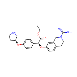 CCOC(=O)[C@@H](Oc1ccc2c(c1)CN(C(=N)N)CC2)c1ccc(O[C@H]2CCNC2)cc1 ZINC000003951372