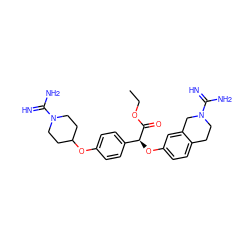 CCOC(=O)[C@@H](Oc1ccc2c(c1)CN(C(=N)N)CC2)c1ccc(OC2CCN(C(=N)N)CC2)cc1 ZINC000003951370