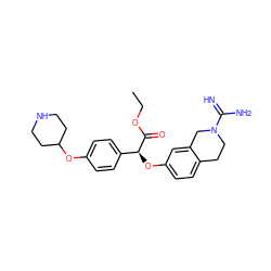 CCOC(=O)[C@@H](Oc1ccc2c(c1)CN(C(=N)N)CC2)c1ccc(OC2CCNCC2)cc1 ZINC000013782203