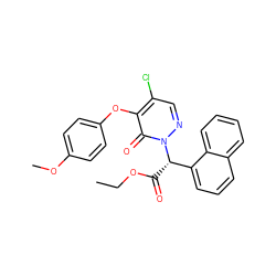 CCOC(=O)[C@@H](c1cccc2ccccc12)n1ncc(Cl)c(Oc2ccc(OC)cc2)c1=O ZINC000095594394