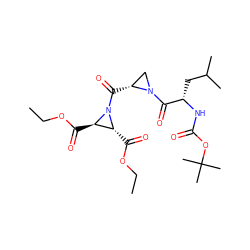 CCOC(=O)[C@@H]1[C@@H](C(=O)OCC)N1C(=O)[C@@H]1CN1C(=O)[C@H](CC(C)C)NC(=O)OC(C)(C)C ZINC000036178698