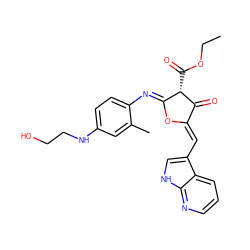 CCOC(=O)[C@@H]1C(=O)/C(=C/c2c[nH]c3ncccc23)O/C1=N\c1ccc(NCCO)cc1C ZINC000221218316