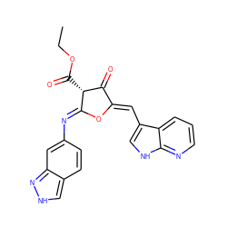 CCOC(=O)[C@@H]1C(=O)/C(=C/c2c[nH]c3ncccc23)O/C1=N\c1ccc2c[nH]nc2c1 ZINC000169702590