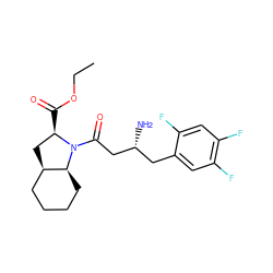 CCOC(=O)[C@@H]1C[C@@H]2CCCC[C@@H]2N1C(=O)C[C@H](N)Cc1cc(F)c(F)cc1F ZINC000299822671